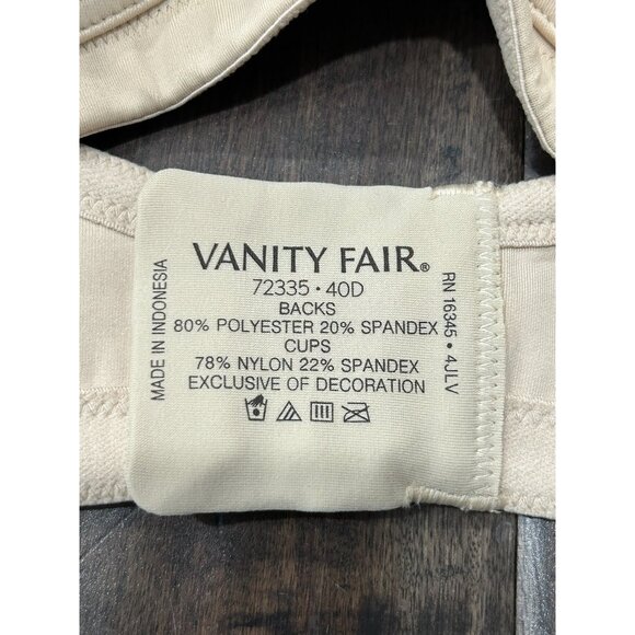 Vanity Fair Lingerie Body Caress Wireless Bra Damask Neutral Sz 40D Intimate NWT - Picture 8 of 13